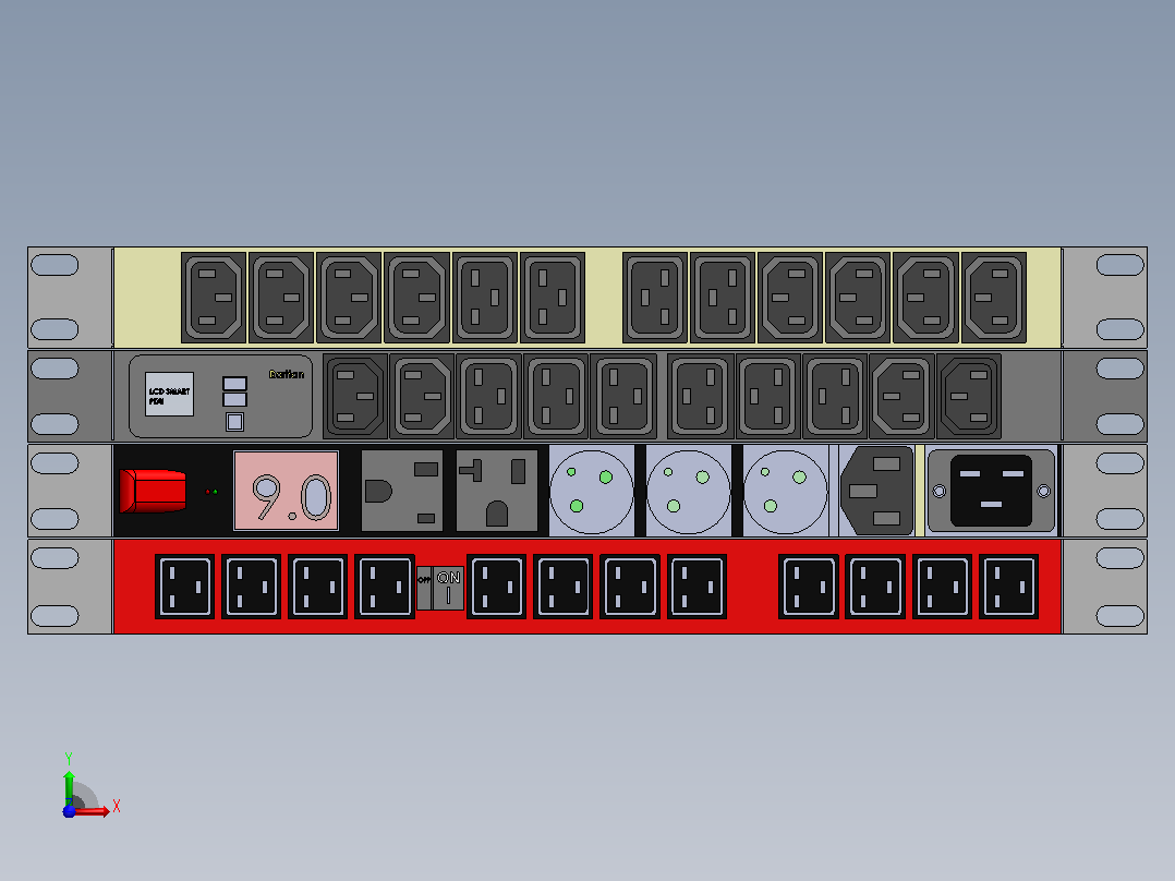 智能机架 PDU 示例前视图