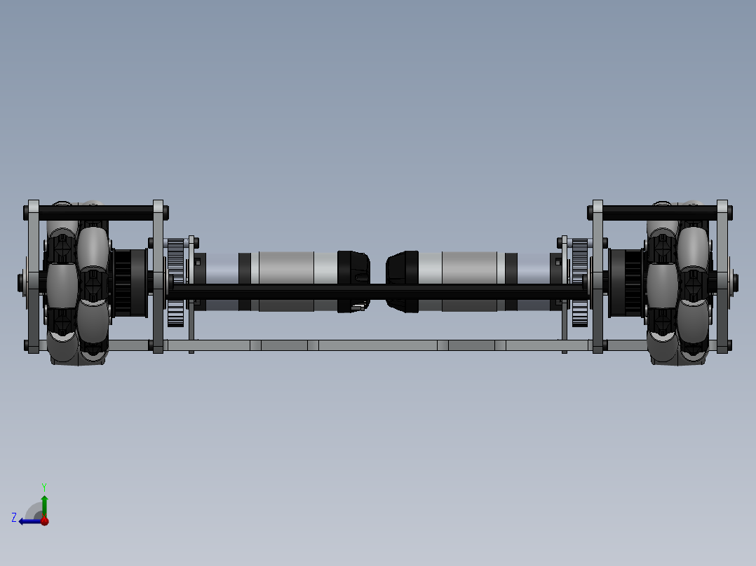 Corner Omni 6wd小车传动底盘3D图纸 Solidworks设计 附STEP右视图