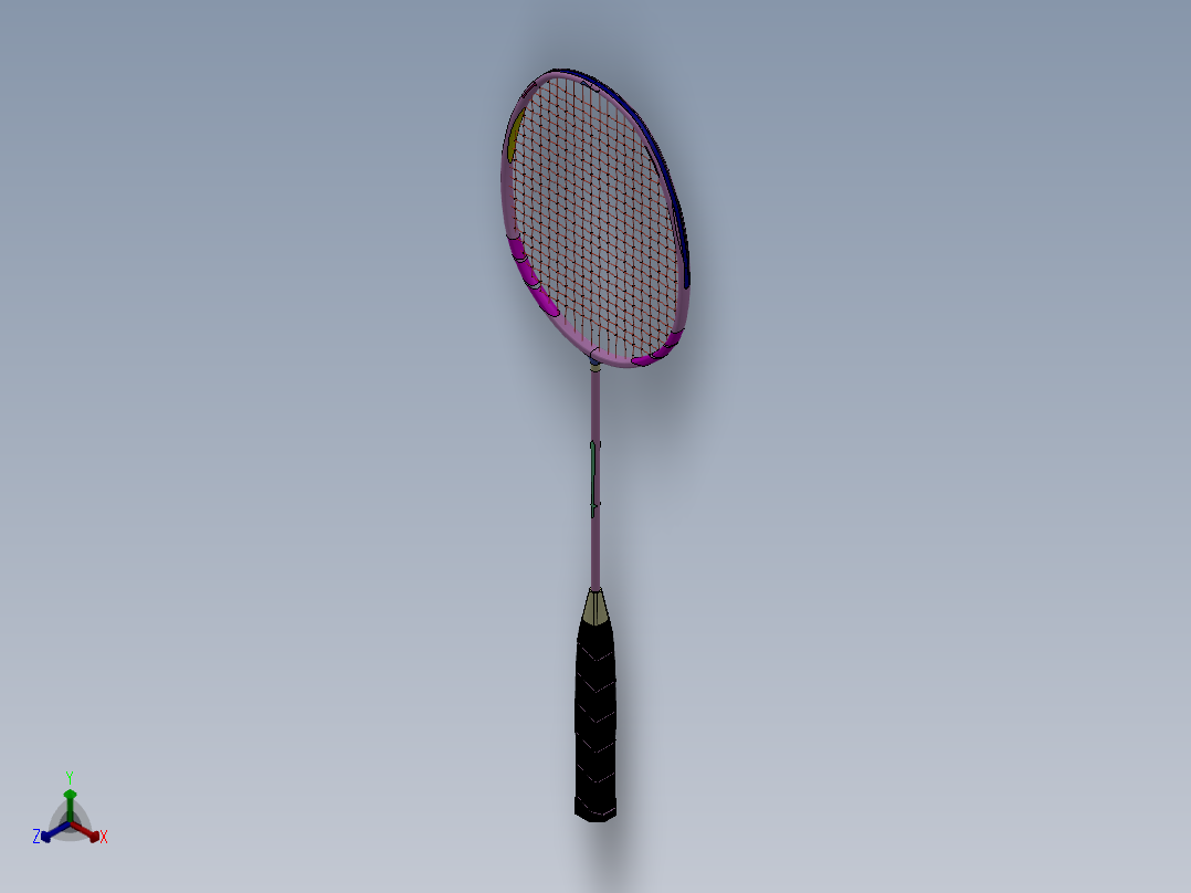 羽毛球拍及球正等轴测图