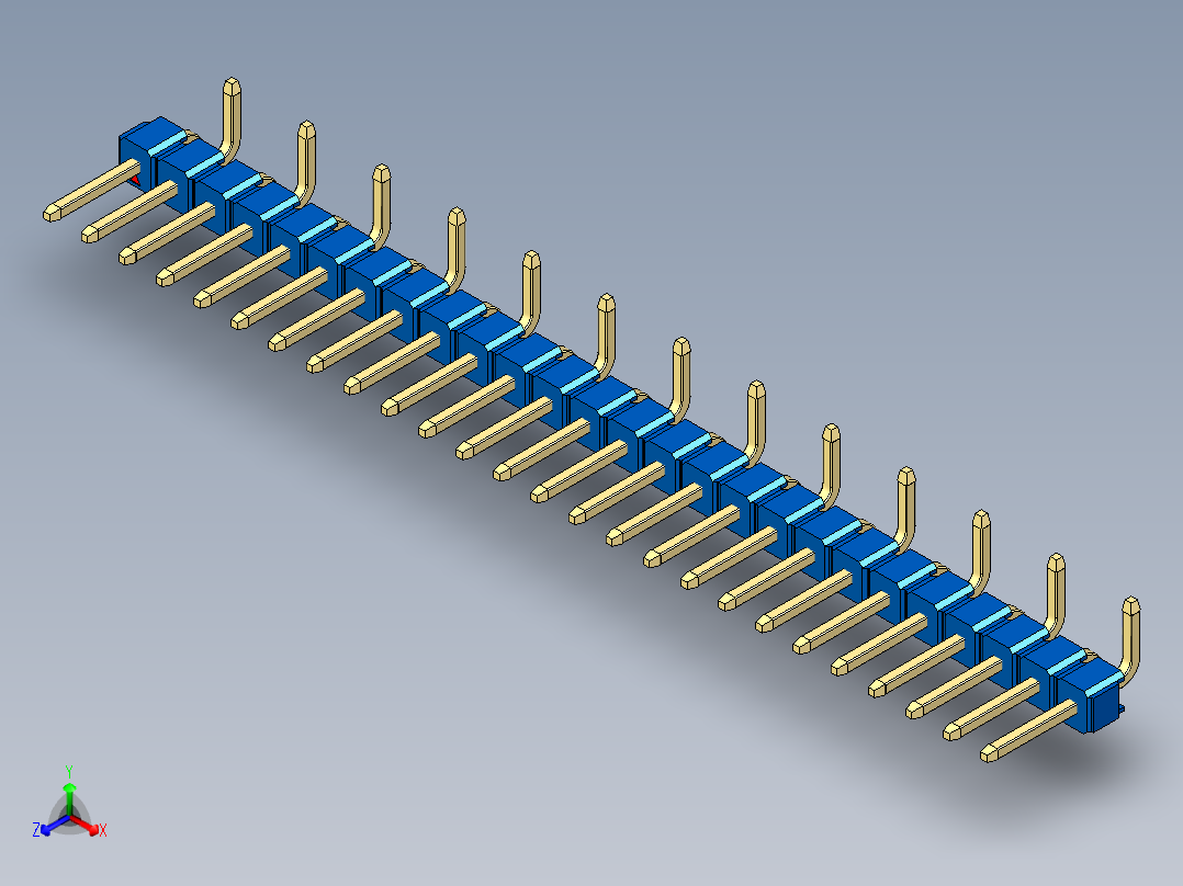 彩色公排针 100mil 2.54mm 系列-DS1022_blue_26p_100mil_Type_SMT_R2_rev1.0正等轴测图