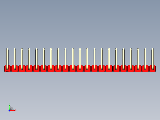 彩色公排针 100mil 2.54mm 系列-DS1022_red_21p_100mil_TypeU_rev1.0前视缩略图