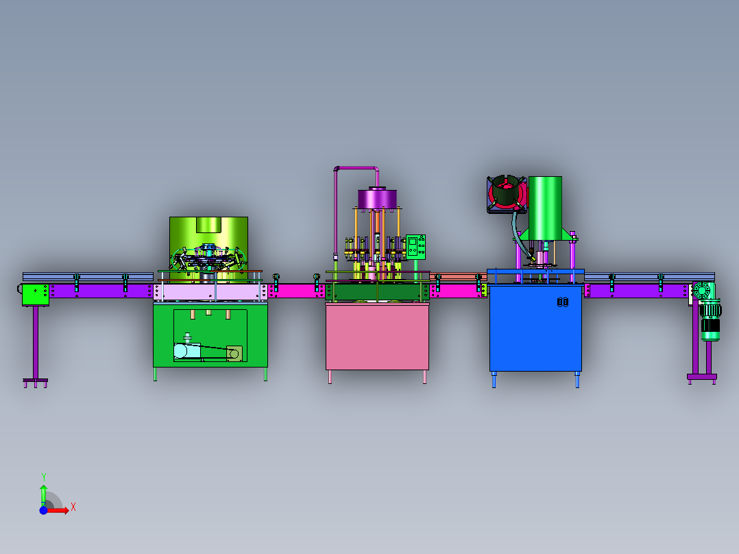 瓶装鸡尾酒汽水自动灌装设备前视图