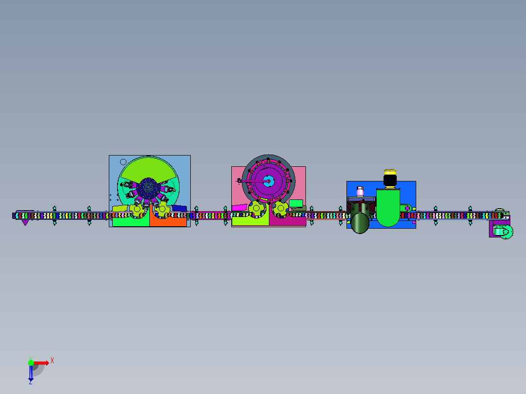 瓶装鸡尾酒汽水自动灌装设备俯视图