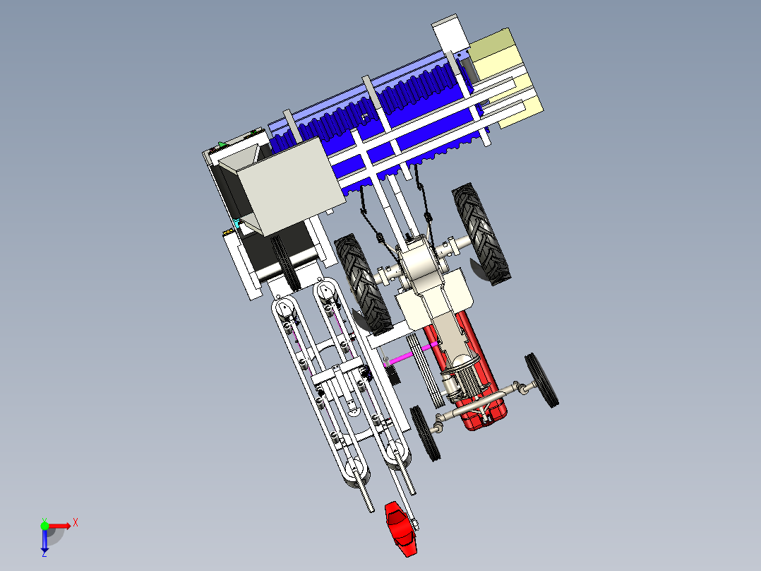 白菜收割机白菜收获机三维模型资料俯视图