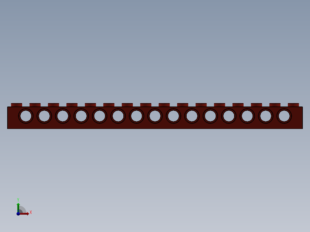 乐高机械组积木（横梁）-370321 Bright Red Technic Brick 1 x 16 with Holes前视图