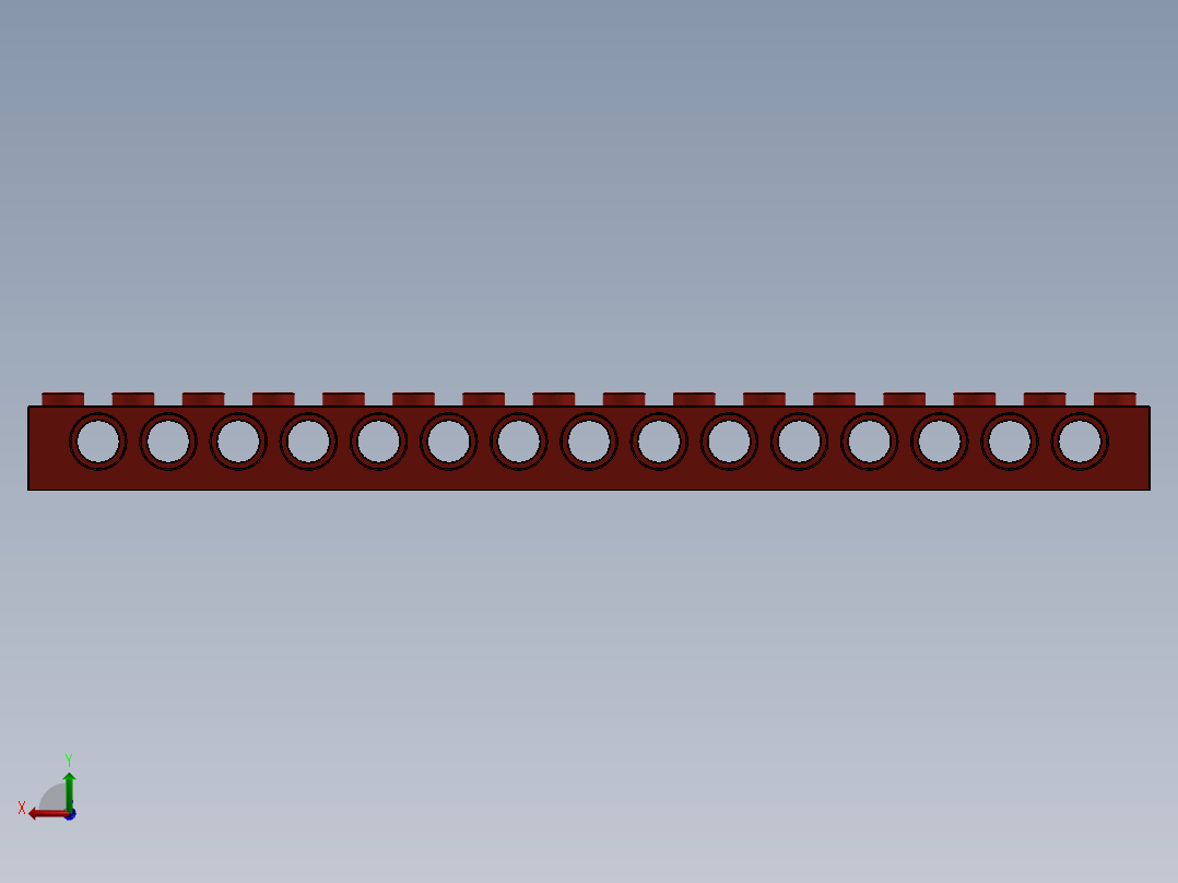 乐高机械组积木（横梁）-370321 Bright Red Technic Brick 1 x 16 with Holes后视图