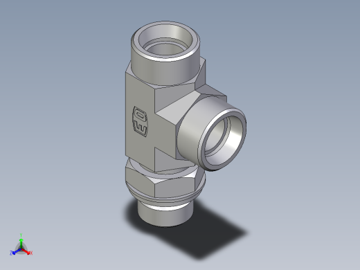 卡套式工业通用硬管接头EO_Adjustable_locknut_run_tee_LEE18LROMDCF正等轴测缩略图
