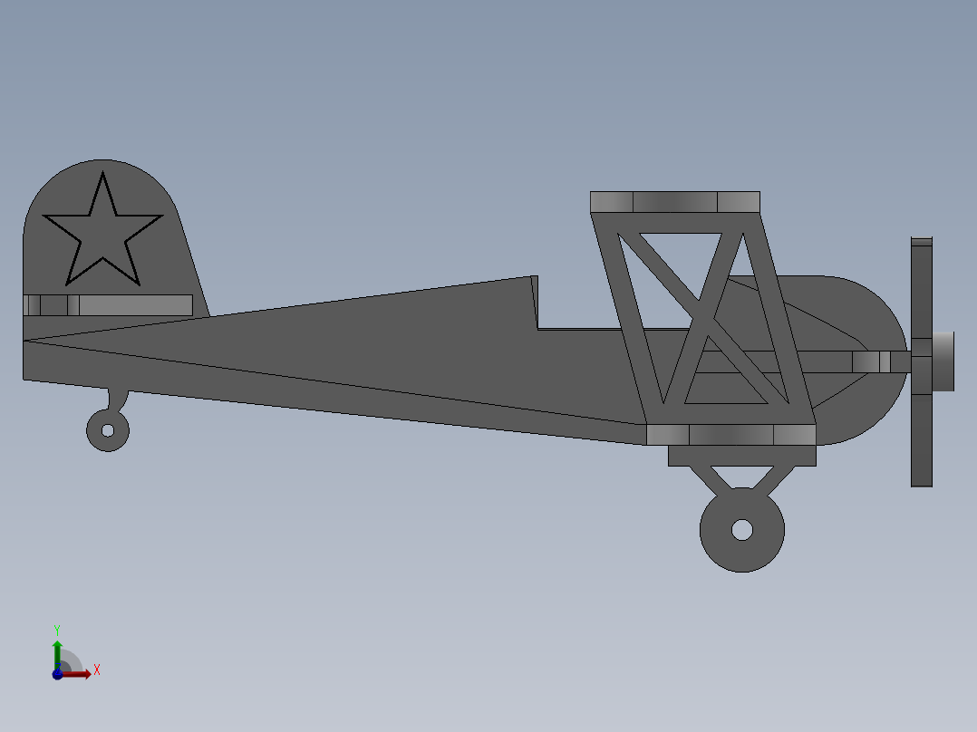 sw木质玩具飞机前视图