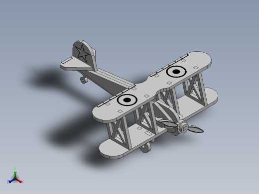 sw木质玩具飞机正等轴测缩略图