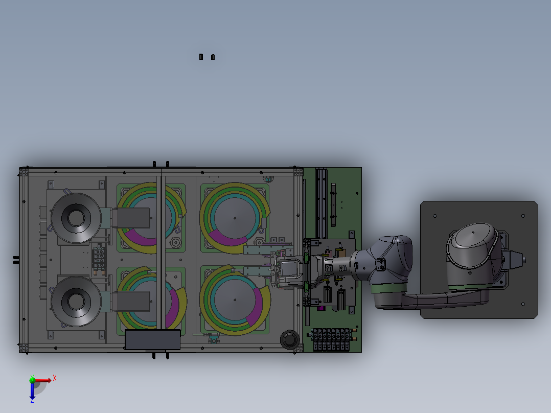 滚筒支架组装机俯视图