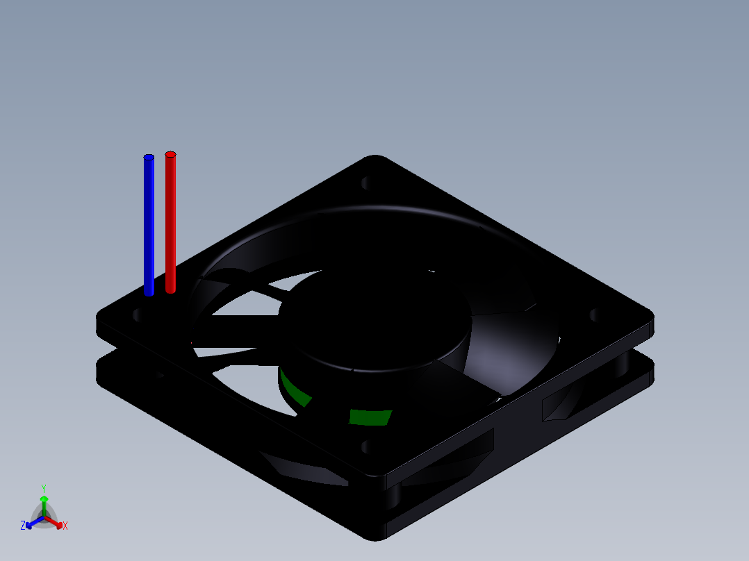 扇热风扇-50x50x10mm正等轴测图