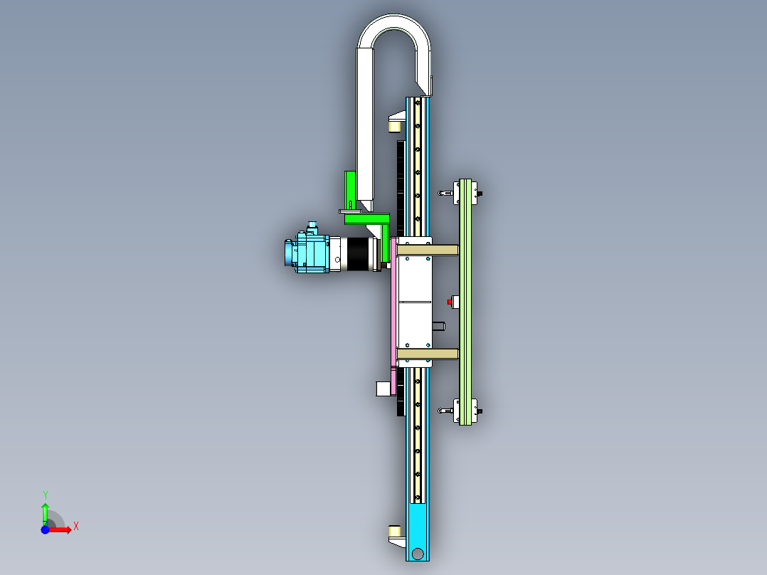 伺服齿轮齿条与直线导轨传动移动模组设计前视图