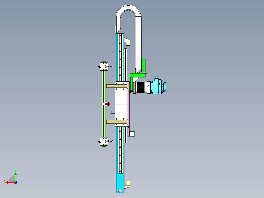 伺服齿轮齿条与直线导轨传动移动模组设计后视图