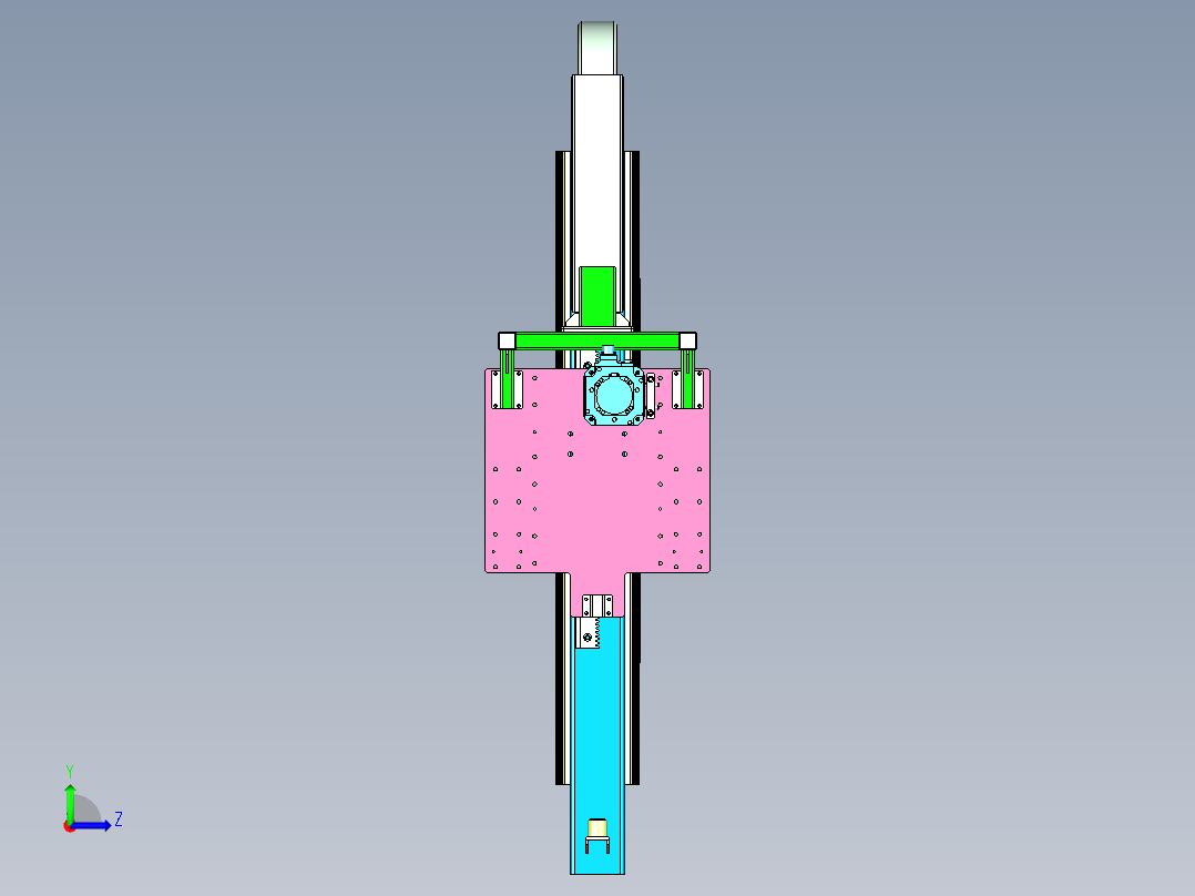 伺服齿轮齿条与直线导轨传动移动模组设计左视图