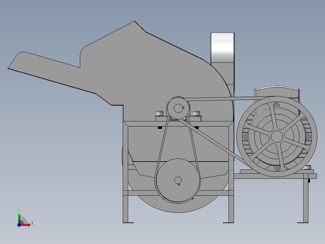破碎机、动物饲料粉碎机前视图