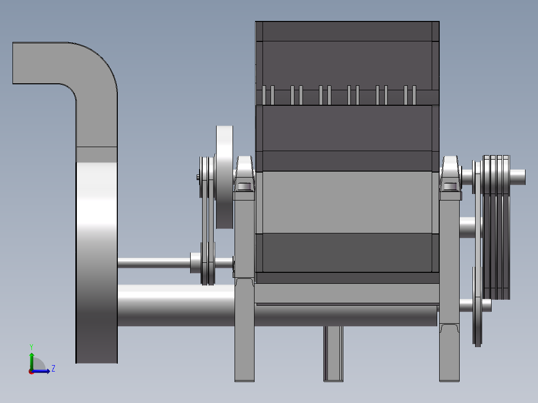 破碎机、动物饲料粉碎机左视图
