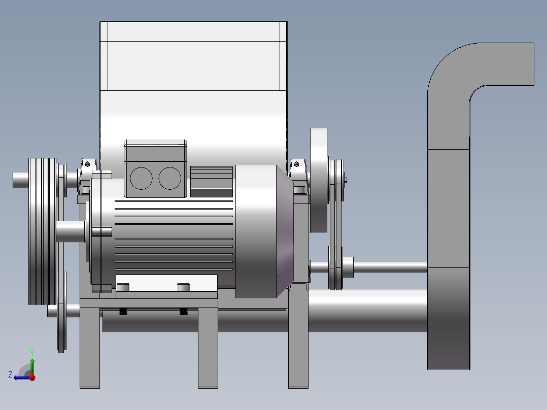 破碎机、动物饲料粉碎机右视图