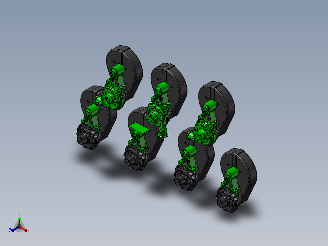 7款PTOC-150-PTO 皮带驱动离心泵模型正等轴测图