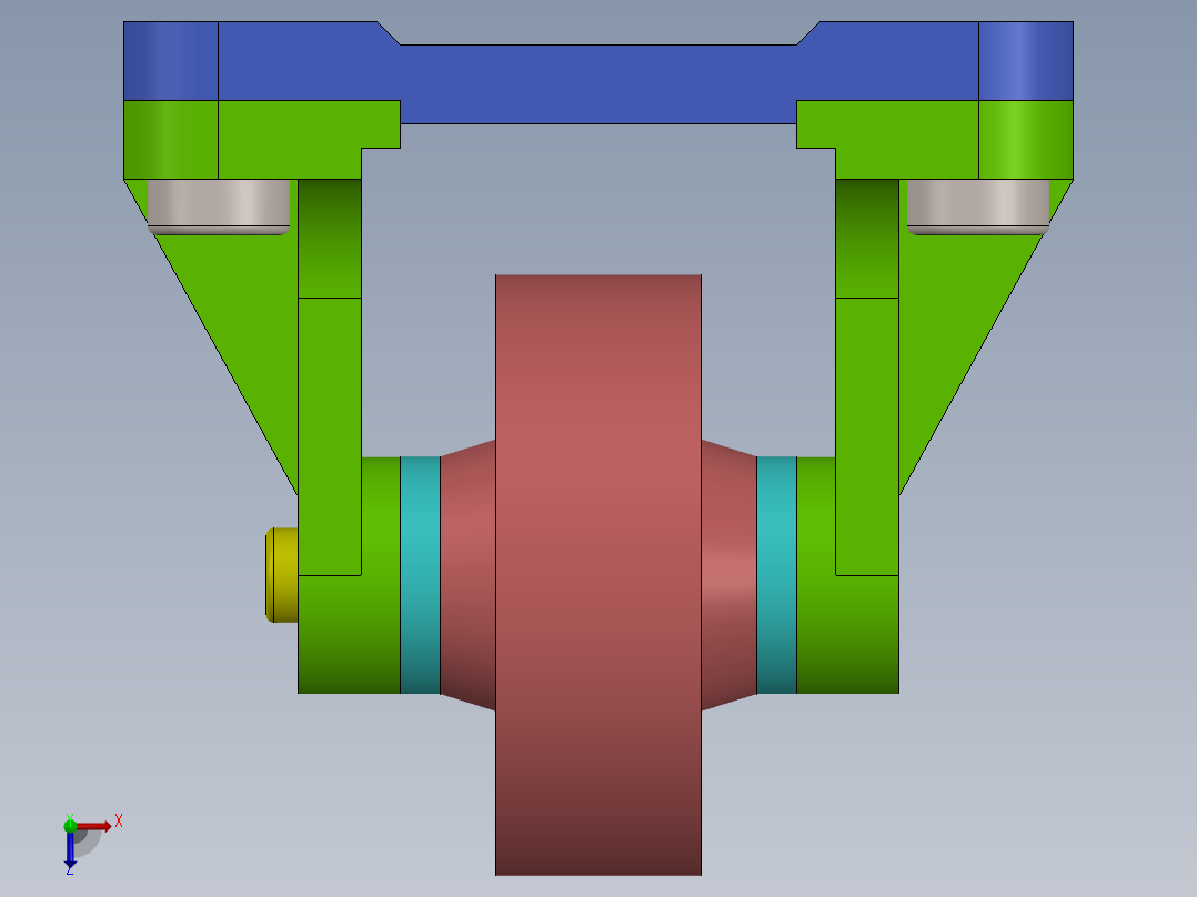 皮带滚轮支撑组件俯视图