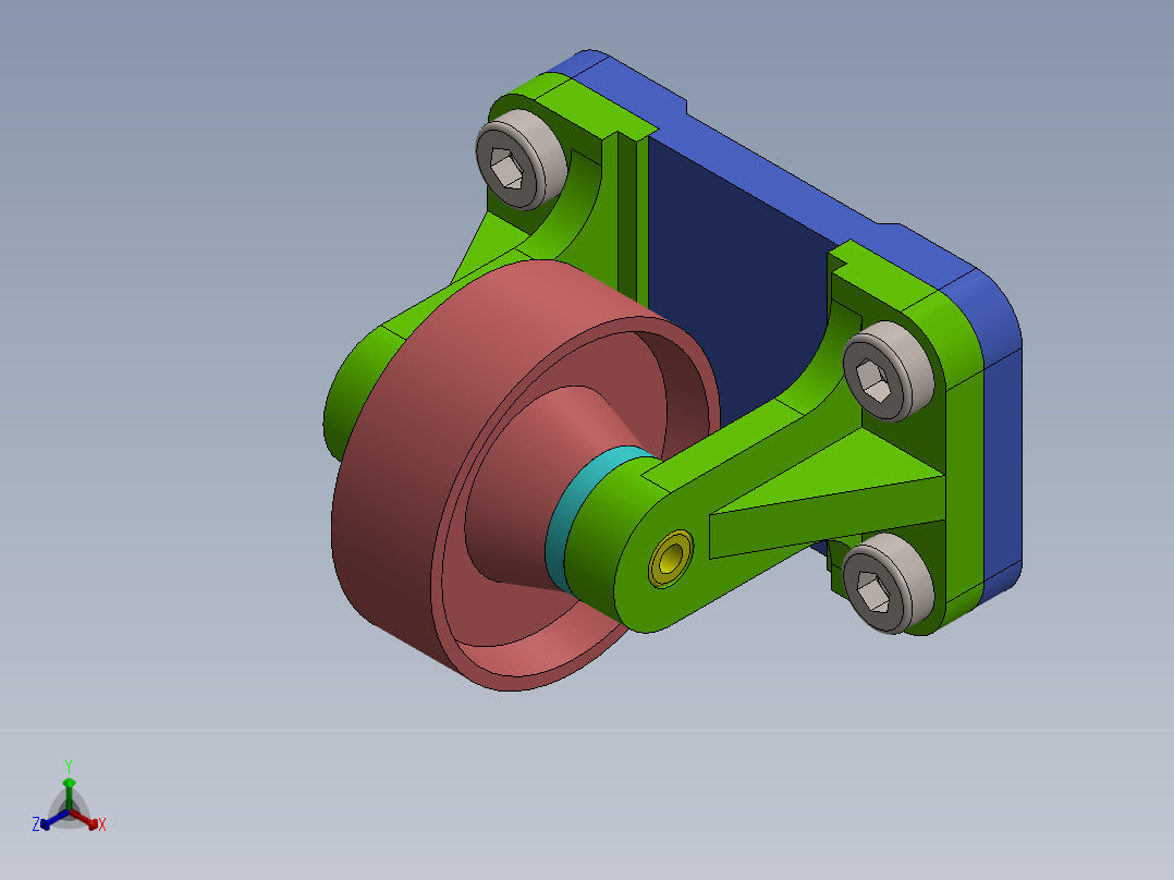 皮带滚轮支撑组件正等轴测图