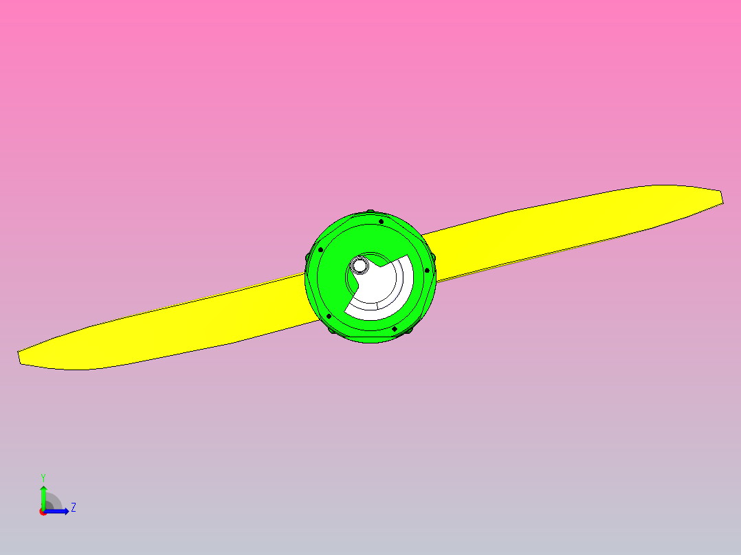 星形发动机和螺旋桨左视图