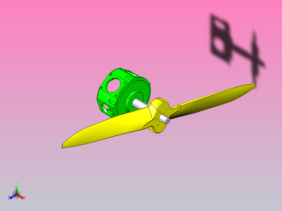 星形发动机和螺旋桨正等轴测图