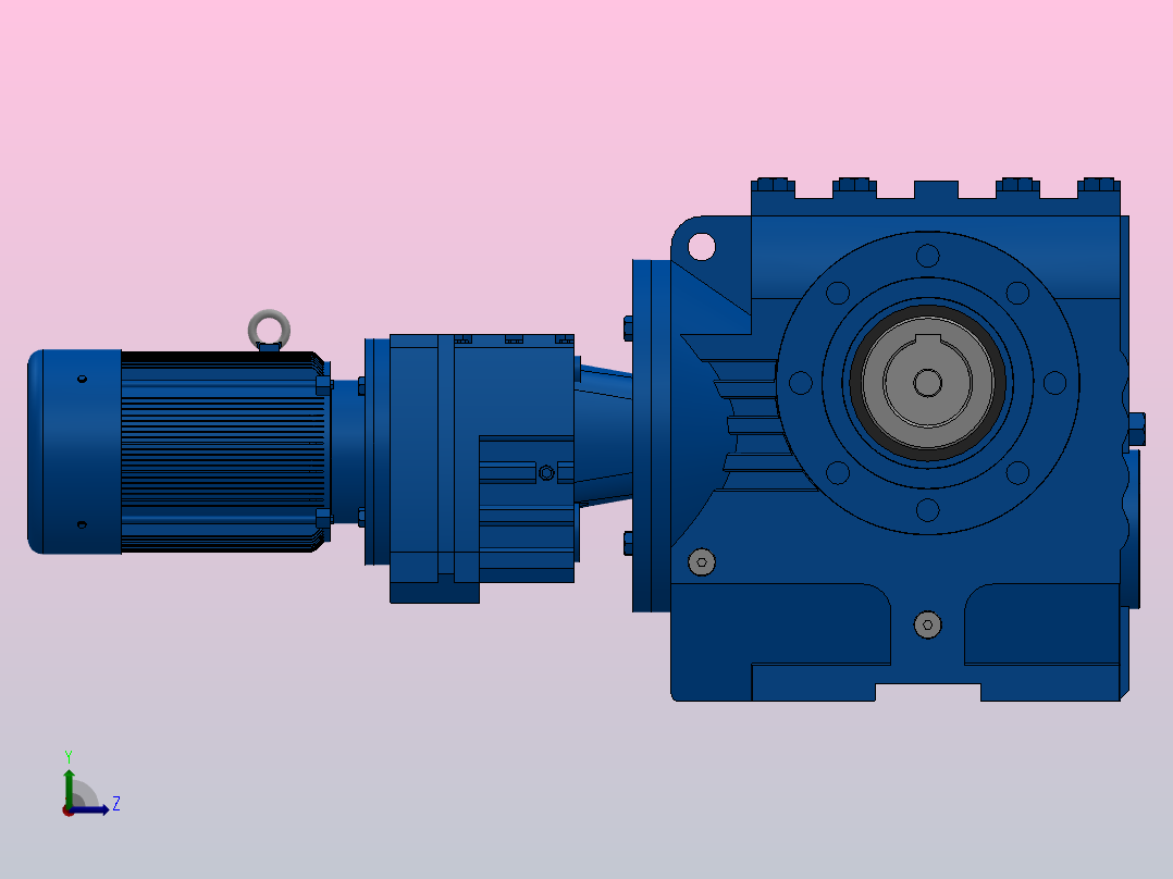 SAZ87R57组合式斜齿-蜗轮蜗杆减速机SAZ87R57-Y0.25-4P-2054-M1-0°-A左视图