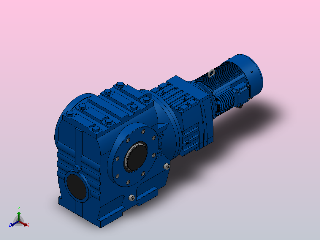 SAZ87R57组合式斜齿-蜗轮蜗杆减速机SAZ87R57-Y0.25-4P-2054-M1-0°-A正等轴测图