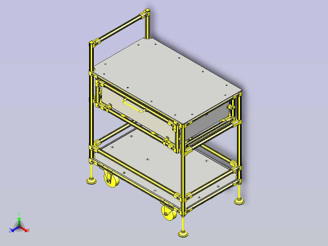 一款型材移动作业台3D模型主视图