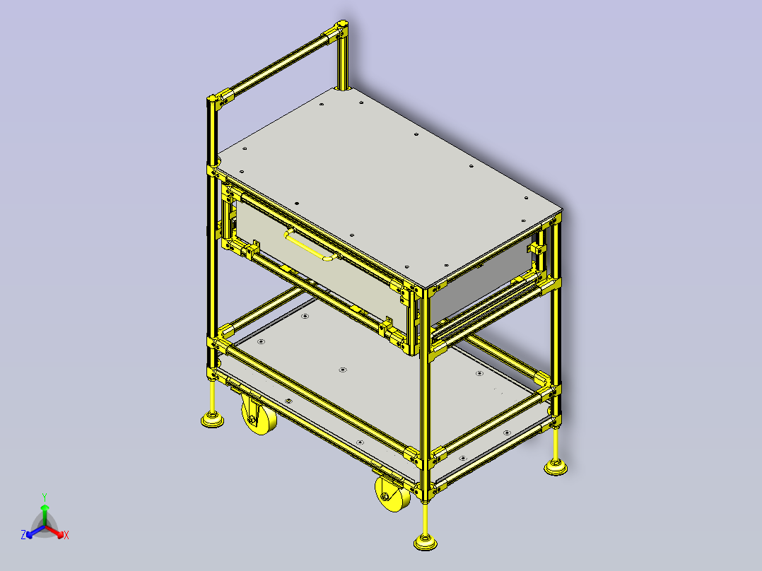 一款型材移动作业台3D模型正等轴测图
