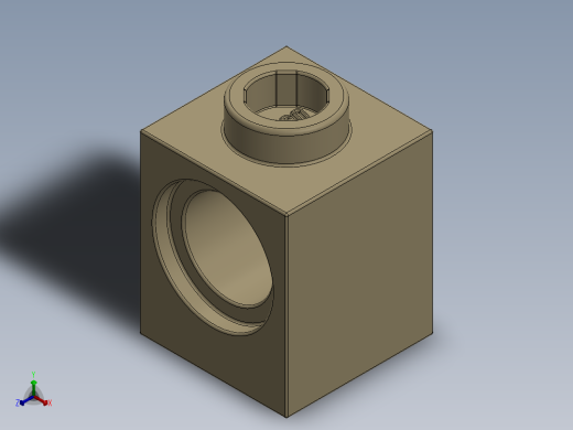 乐高机械组积木（横梁）-4179771 - 6541 Tan Technic Brick 1 x 1 with Hole正等轴测缩略图