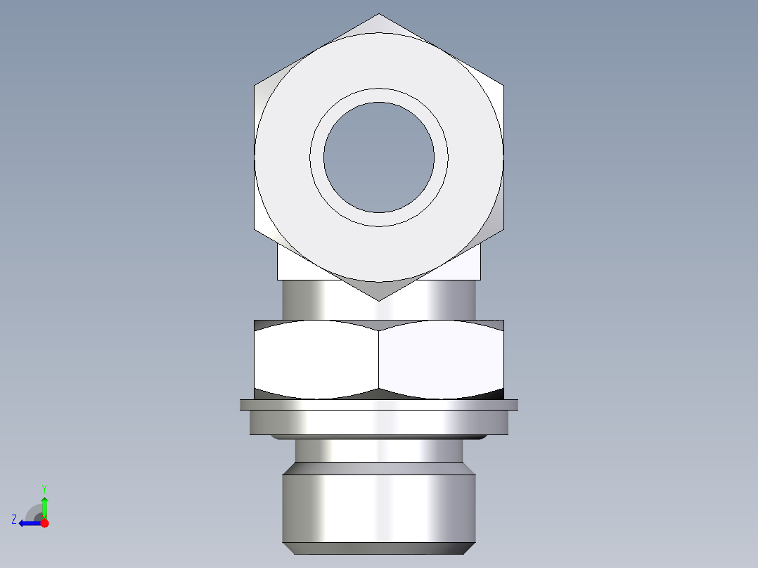 卡套式工业通用硬管接头EO_Adjustable_locknut_branch_tee_TEE15LRCF右视图