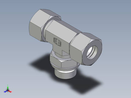 卡套式工业通用硬管接头EO_Adjustable_locknut_branch_tee_TEE15LRCF正等轴测缩略图