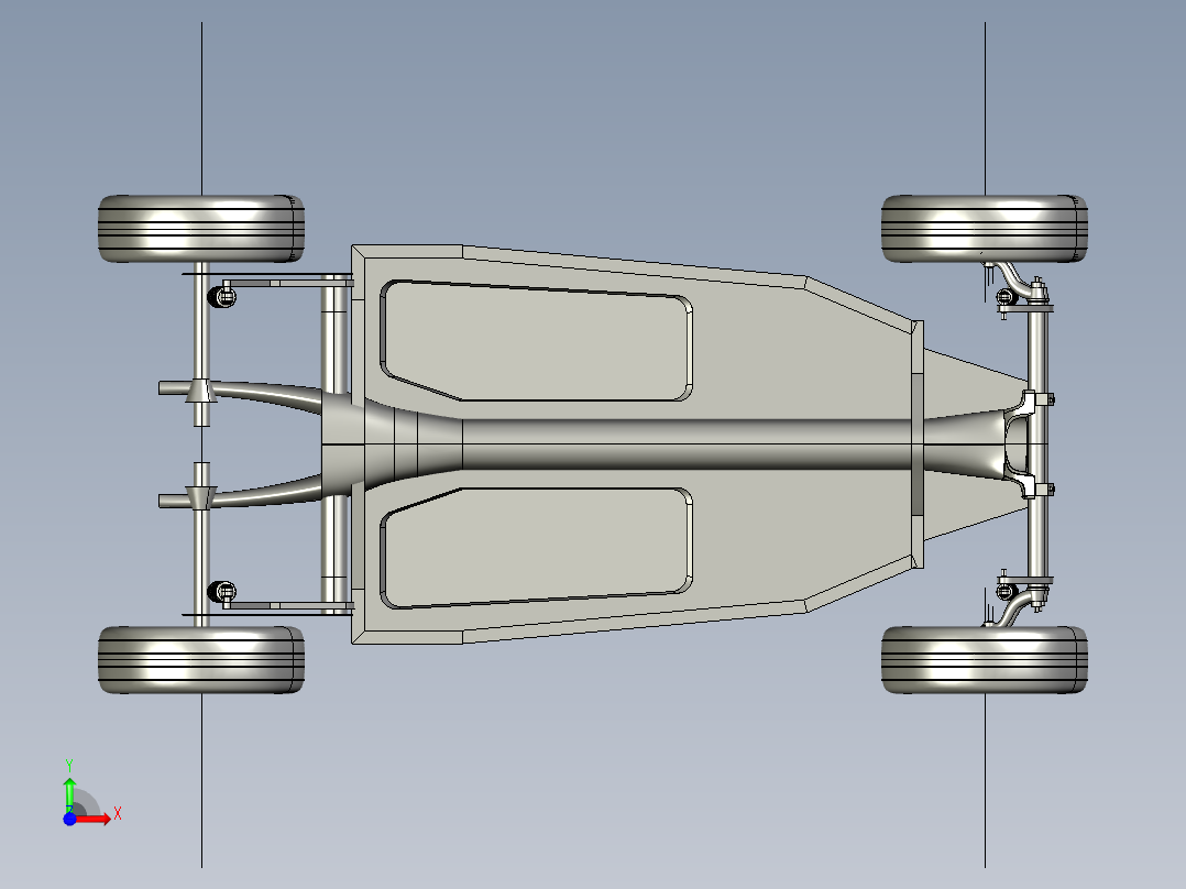 VW Beetle老式轿车底盘3D数模图纸 STP格式前视图