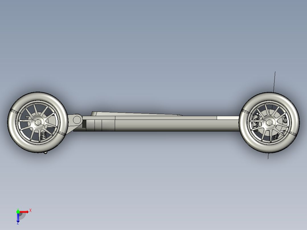 VW Beetle老式轿车底盘3D数模图纸 STP格式俯视图