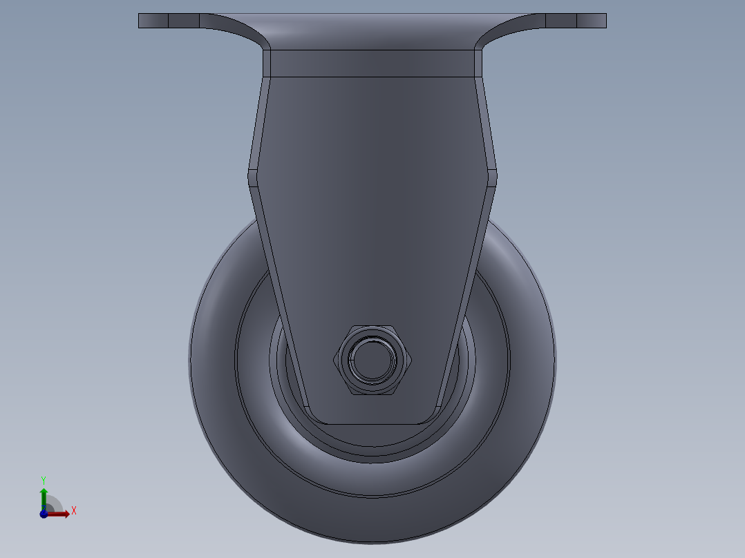 标准脚轮-WH-5003-76 3in RIGID PLATE MOUNTING H=108 45x75mm pitch前视图