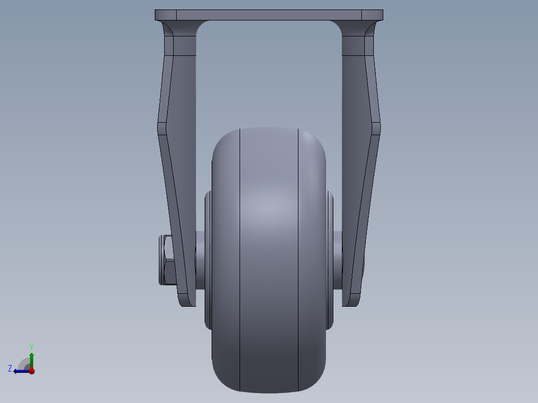 标准脚轮-WH-5003-76 3in RIGID PLATE MOUNTING H=108 45x75mm pitch右视图
