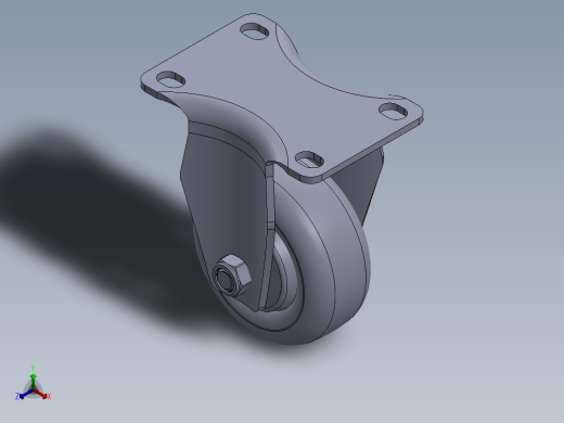 标准脚轮-WH-5003-76 3in RIGID PLATE MOUNTING H=108 45x75mm pitch正等轴测缩略图