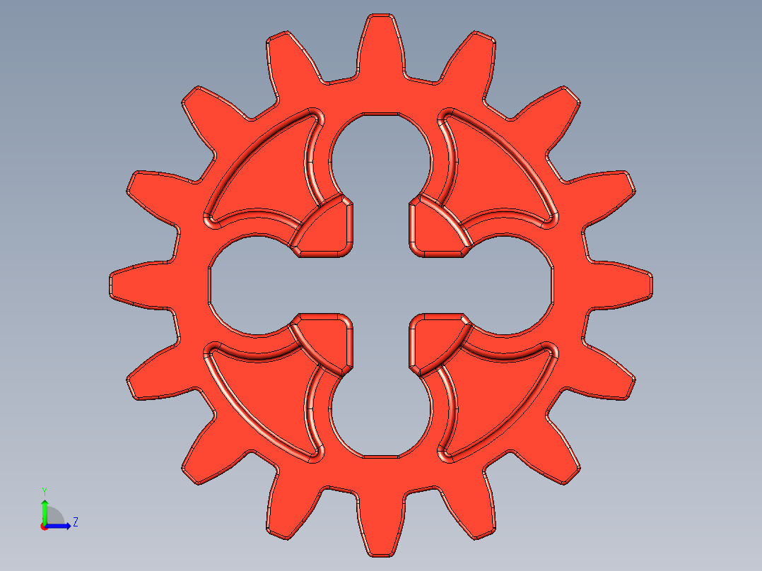 4019 - Bright Red Technic Gear 16 Tooth.STEP左视图
