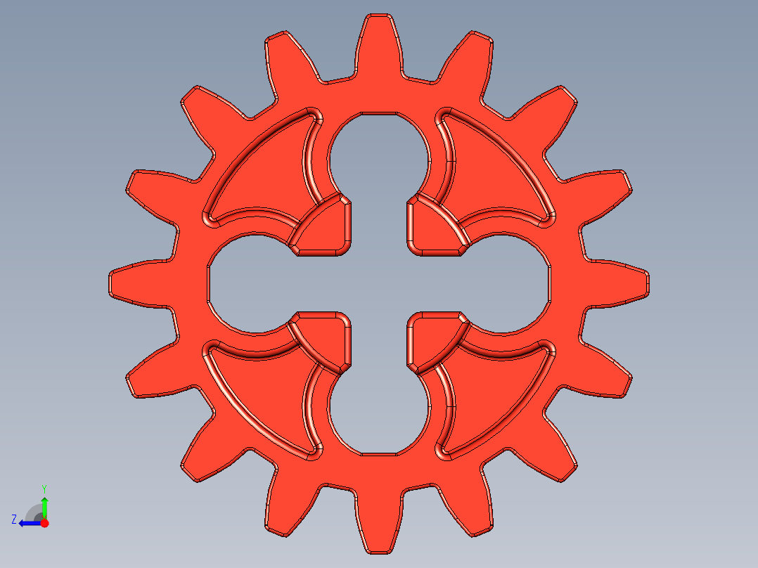 4019 - Bright Red Technic Gear 16 Tooth.STEP右视图