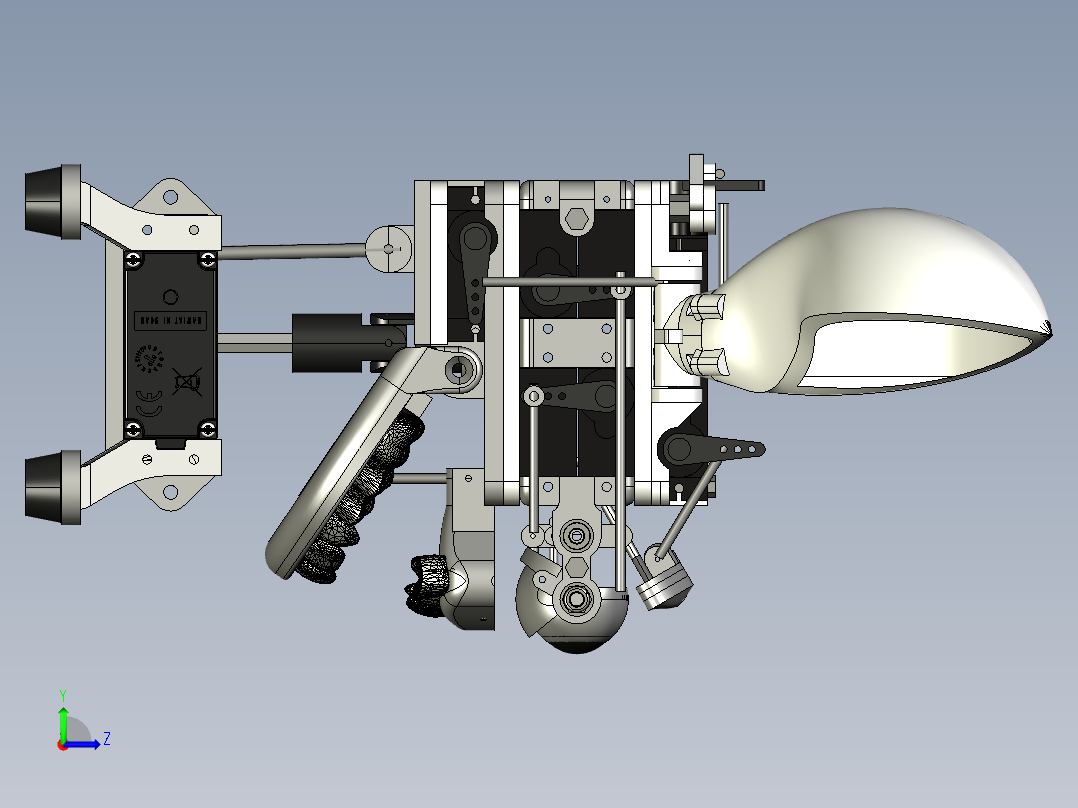 机械精妙头部结构模型左视图
