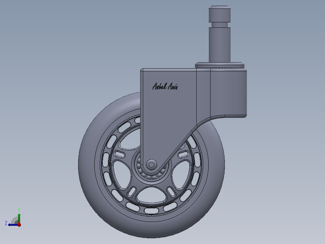 万向轮、脚轮(100)右视图