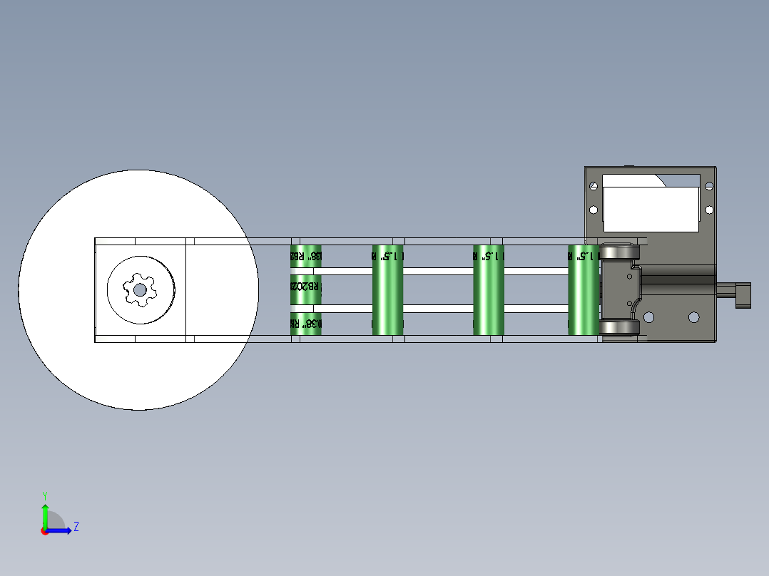 伸缩臂上的爪子左视图