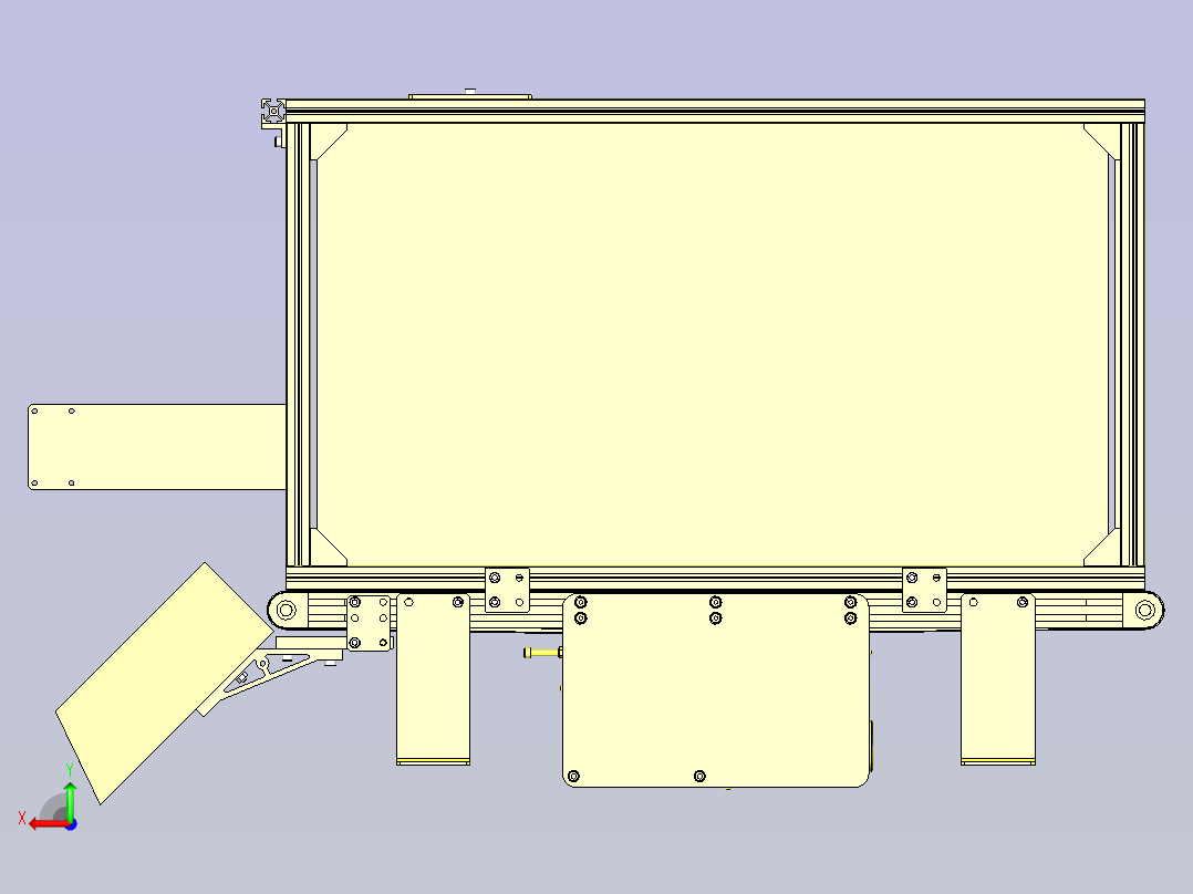 一款皮带输送机料斗3D模型后视图