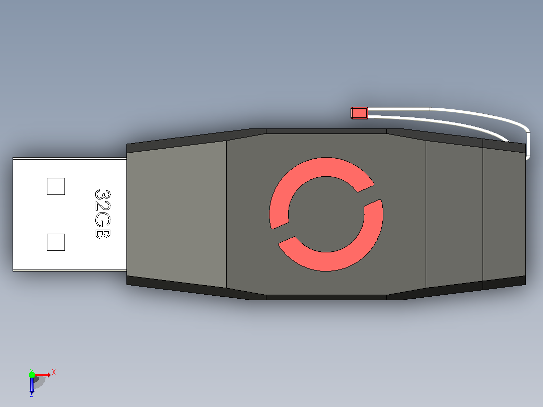 USB 驱动器俯视图