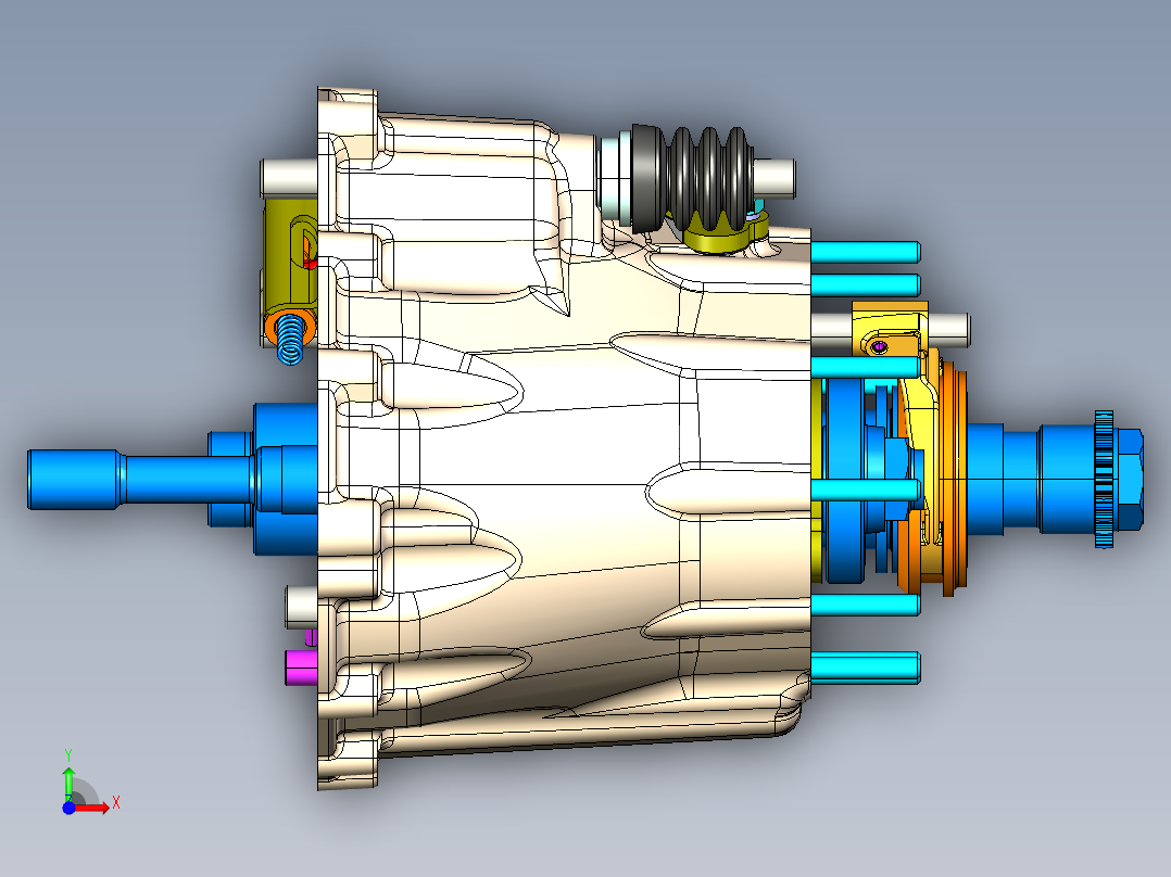 Gear Controls Layout齿轮控制装置3D数模图纸 STP格式前视图