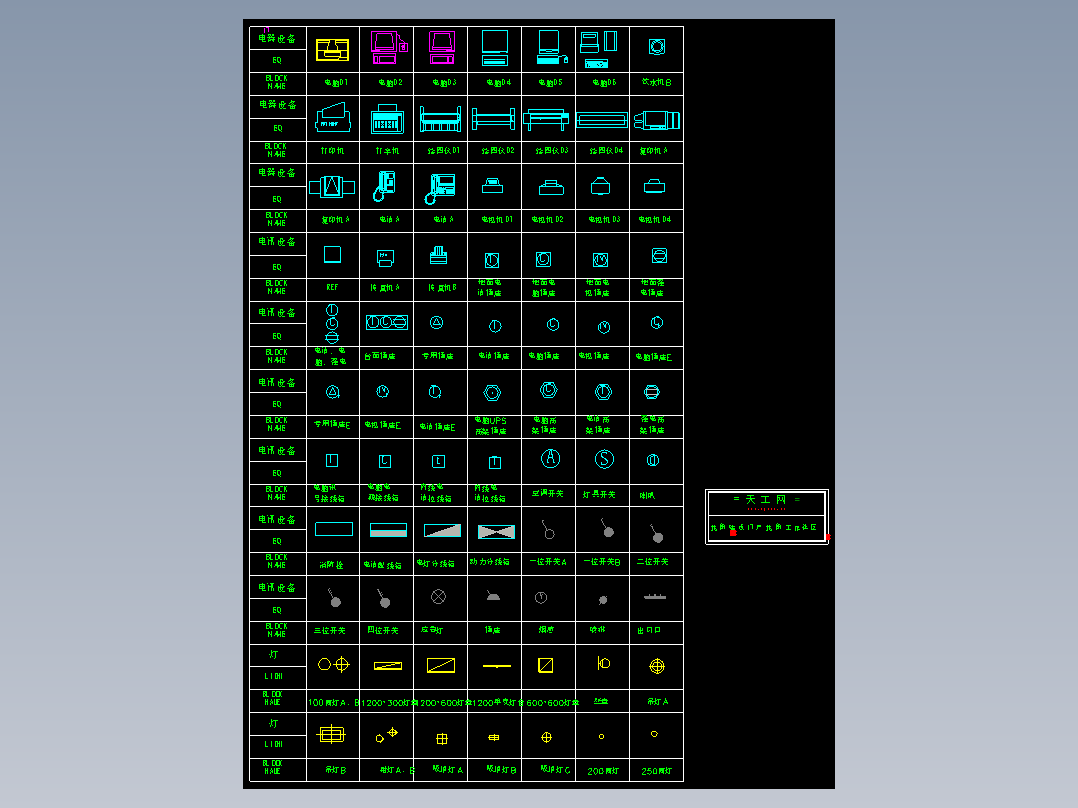 建筑常用CAD图块--电器