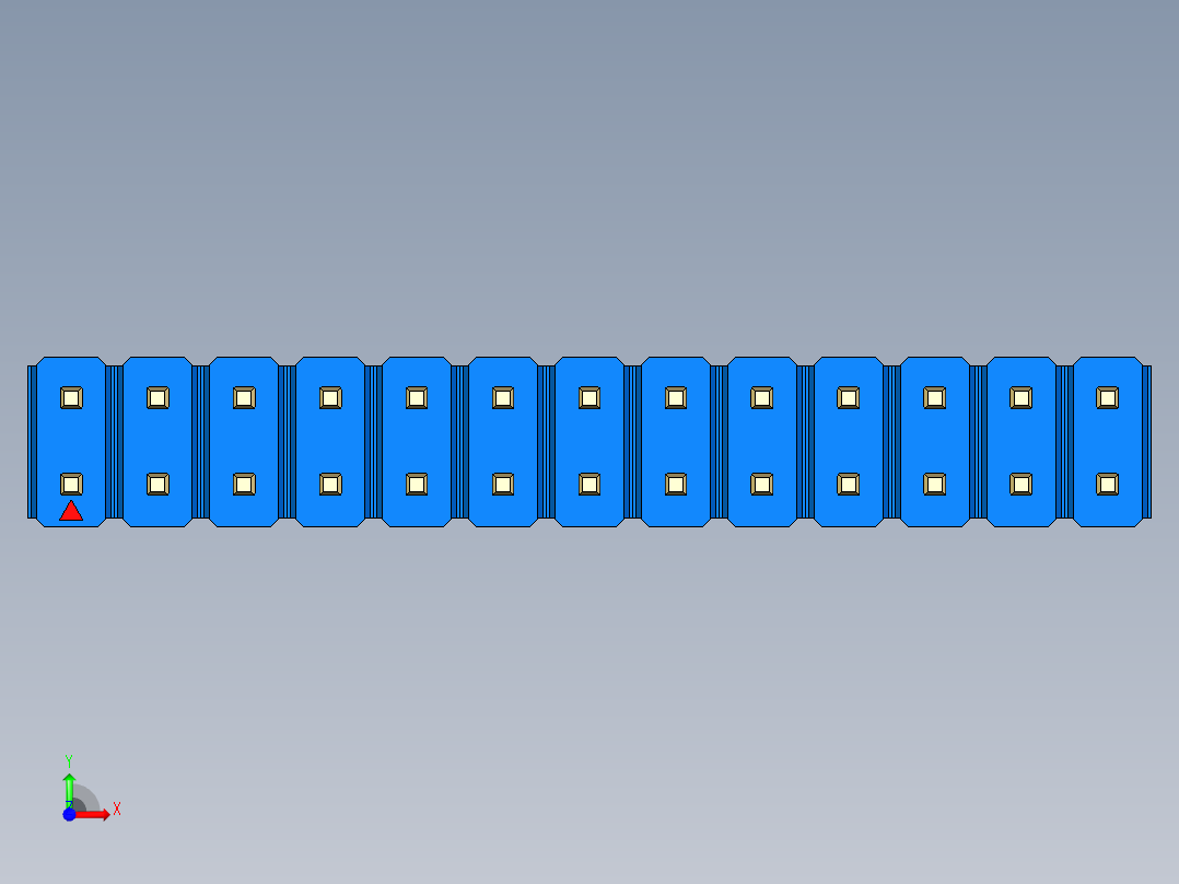 彩色公头100mil（2.54mm）系列-DS1021_blue_2x13p_100mil_Type43_rev1.0前视图
