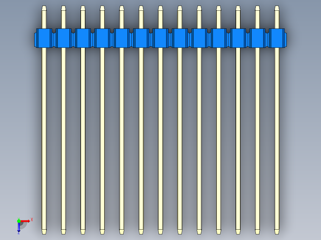 彩色公头100mil（2.54mm）系列-DS1021_blue_2x13p_100mil_Type43_rev1.0俯视图