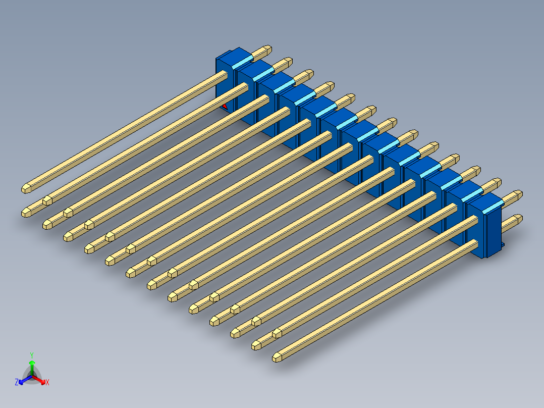 彩色公头100mil（2.54mm）系列-DS1021_blue_2x13p_100mil_Type43_rev1.0正等轴测图